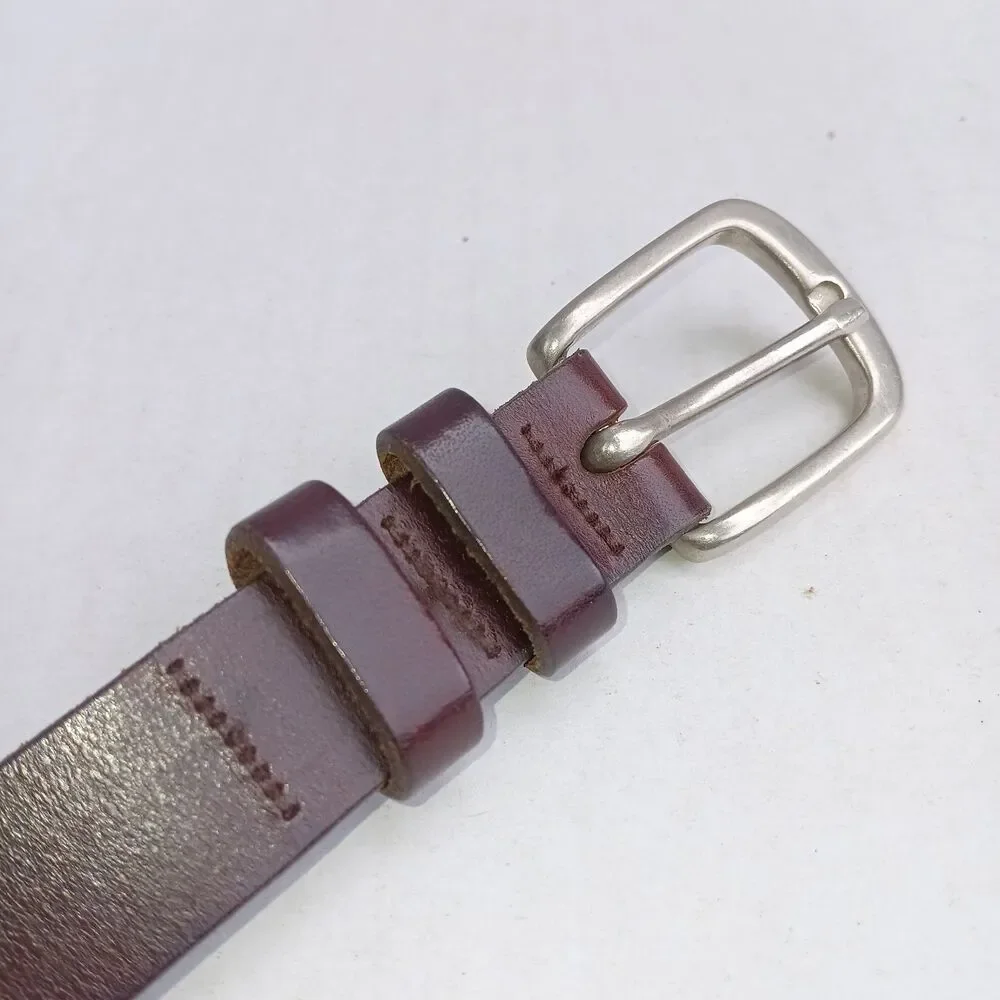 Eddie Bauer Brown Leather Belt-Medium-Harness Style-Brass Buckle-Classic-MInimal
